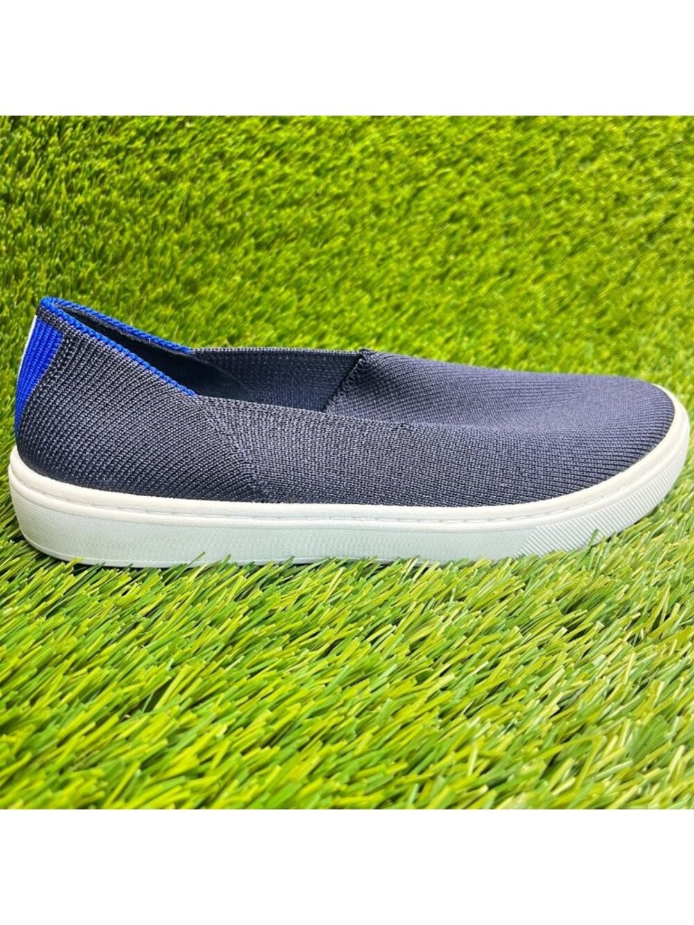 Rothy's The Kids Boys Size 3Y Blue White Athletic Slip On Knit Shoes Sneakers